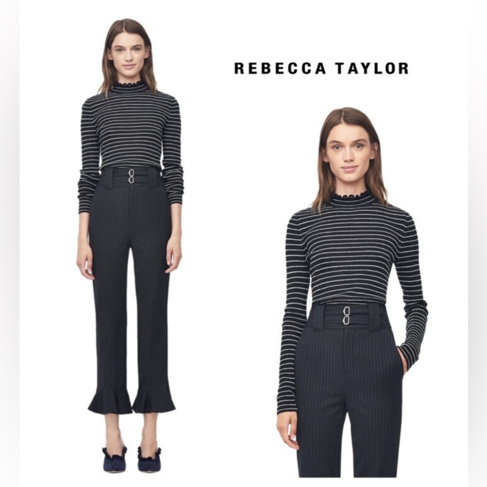 Rebecca Taylor Black and White Striped Top